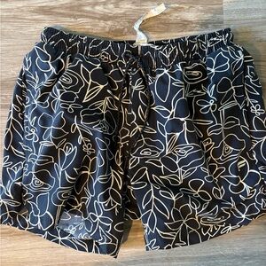 Fabletics Black and White Floral Swim Trunks